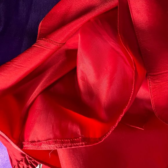 πFire Red Satin A-Line Viscose Blend Maxi Skirt - Picture 12 of 15